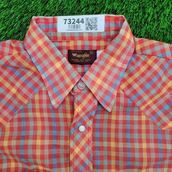 Vintage 80s Wrangler Cropped Snap Shirt Womens Large 22x15 - Picture 3 of 9